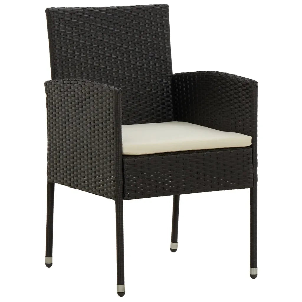Set da Pranzo per Giardino 3 pz in Polyrattan Nero 3120088