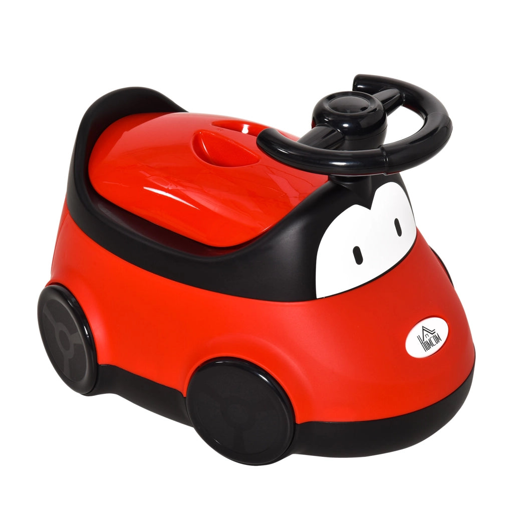Vasino per bambini a forma di auto con volante e coperchio ¨C Xylo ¨C Rosso 40x27,5x29,1 cm