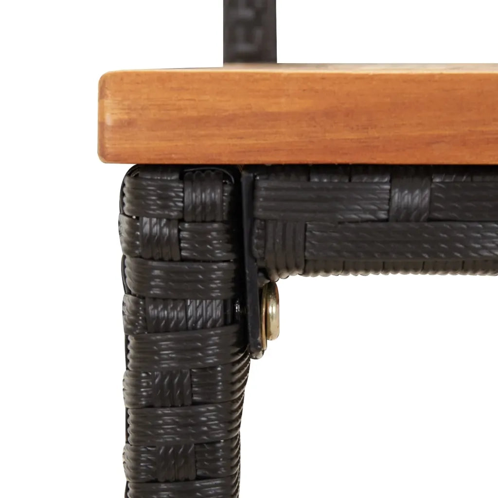 Set Bar Giardino 7 pz Nero Polyrattan e Legno Massello Acacia 3187694