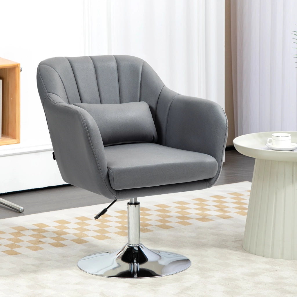 Poltrona girevole con cuscini lombari e poggiapiedi ¨C zephmum ¨C grigio scuro, metallo