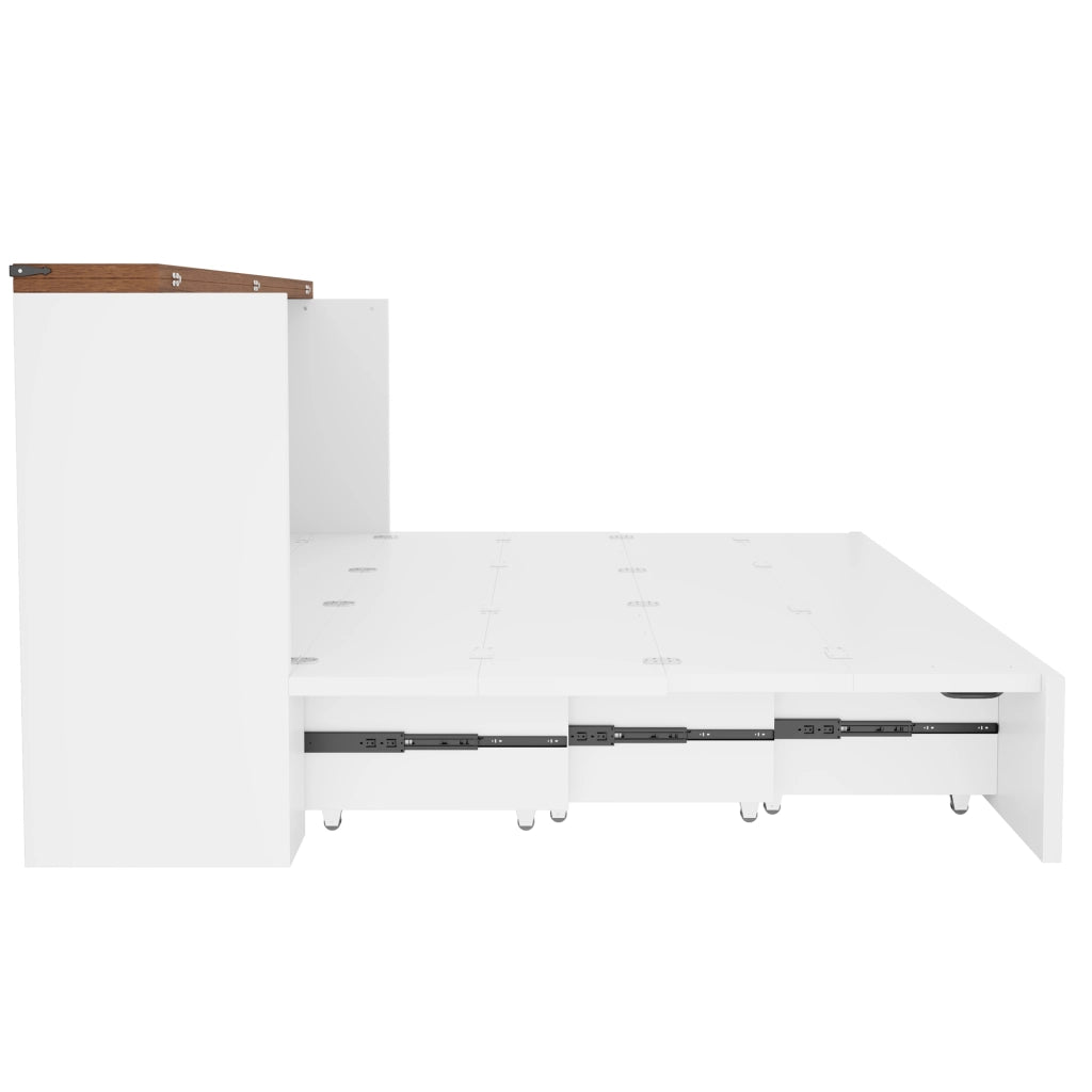 LETTO pieghevole estraibile 140x200 cm in legno e metallo bianco con presa UE