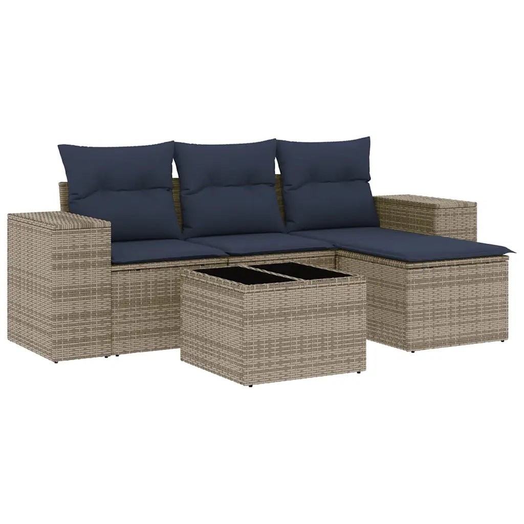 Salotto da Giardino-Set Divani da Giardino 5 pz con Cuscini Grigio in Polyrattan 347398