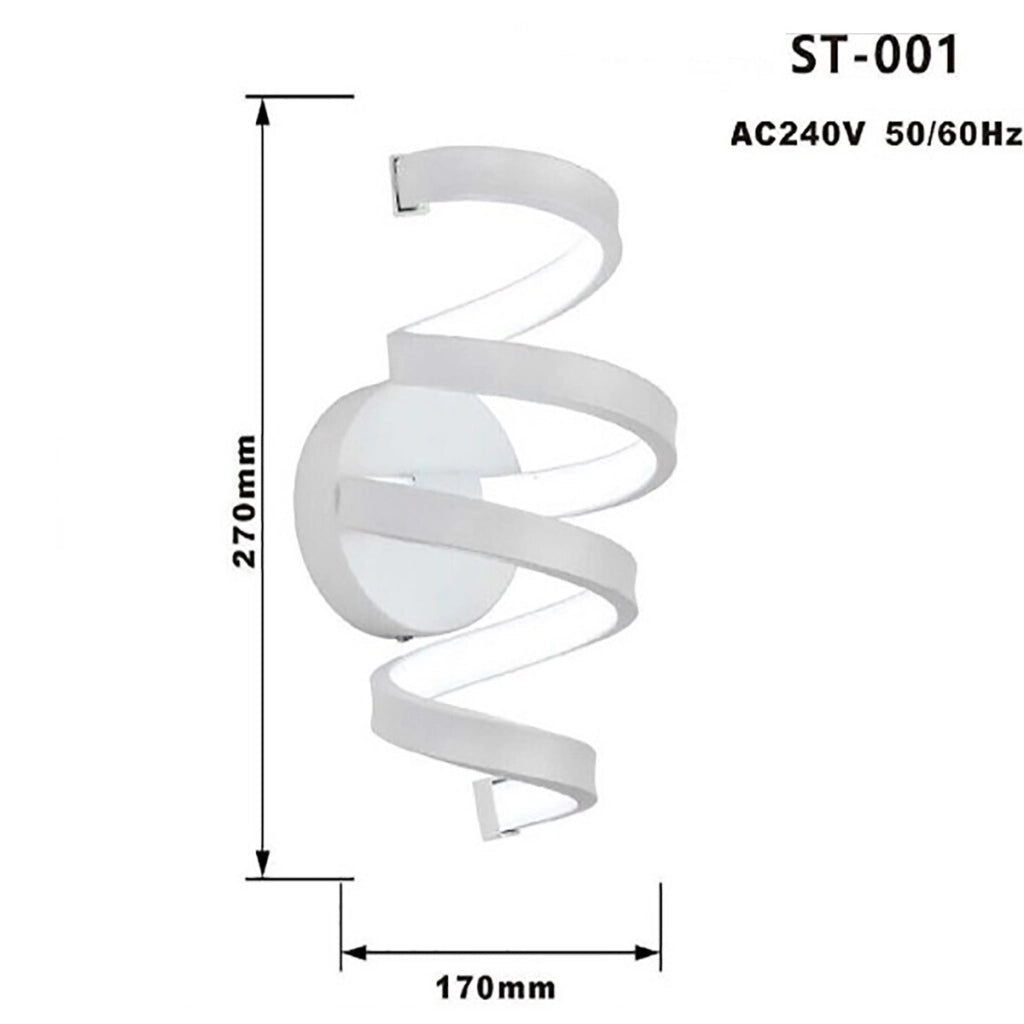 APPLIQUE LAMPADA INTERNO MODERNA PARETE MURO SPIRALE 18W LUCE CALDA ST-001