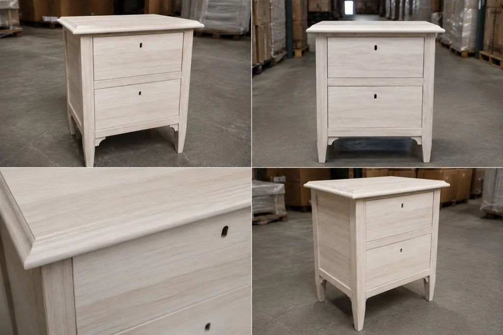 Comodino classico 2 cassetti legno grezzo 51x37x65 (810) - Mobili 2G