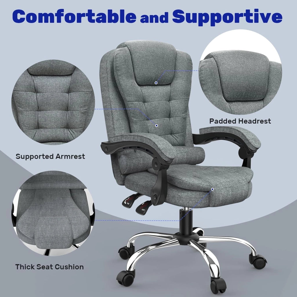 Sedia da ufficio ergonomica, sedia da ufficio , schienale regolabile, sedia da ufficio girevole a 360° con schienale alto, nero-grigio