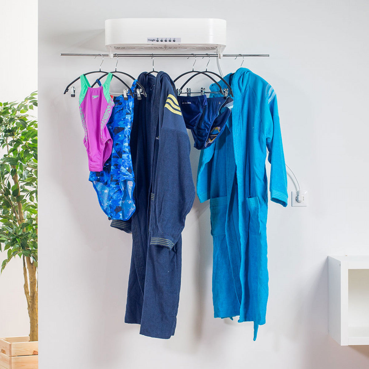 Kit Asciugabiancheria Asciugatrice per Biancheria 2 x 25W 5 Grucce e Telecomando Sciugarella Bianco