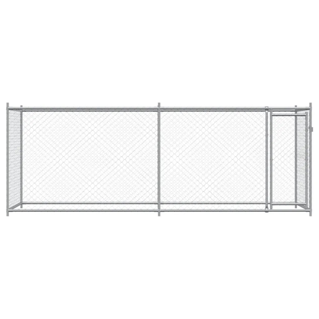 Gabbia per Cani con Porta Grigia 4x2x1,5 m in Acciaio Zincato 3209578