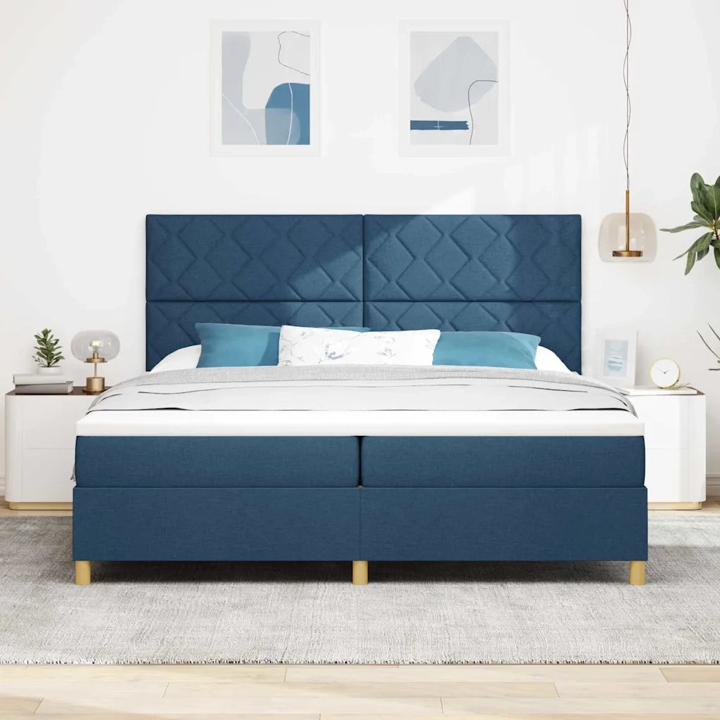 Letto a Sorgente LED con materasso Blu 200 x 200 cm Tessuto 3343207