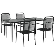 Set da pranzo da esterno da 5 pezzi mobili da giardino in corda di cotone nero e acciaio 02_0014318