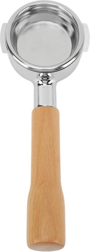 Supporto per filtro caffè senza fondo con maniglia in legno di 58 mm - corrosione resistente - singola mano - per ufficio - quercia.