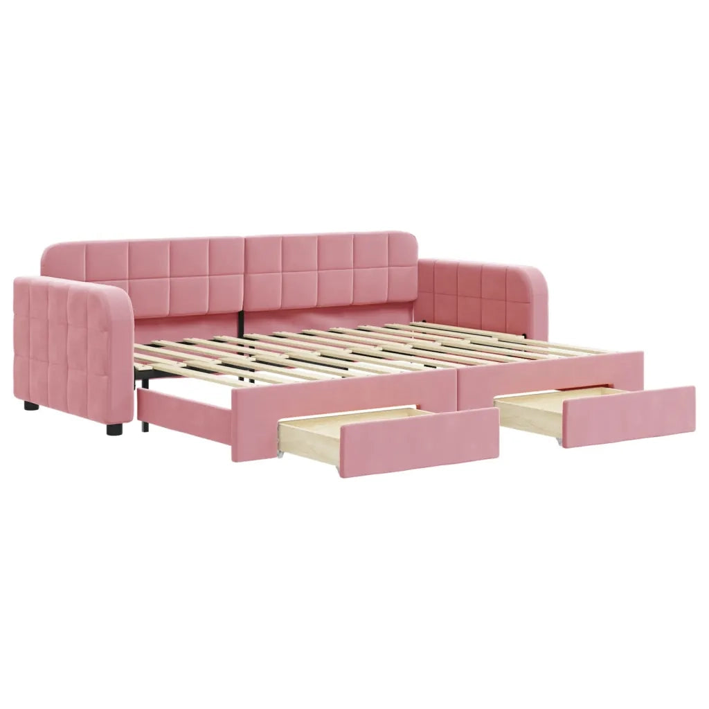Divano Letto Estraibile con Cassetti Rosa 80x200 cm Velluto 3196973