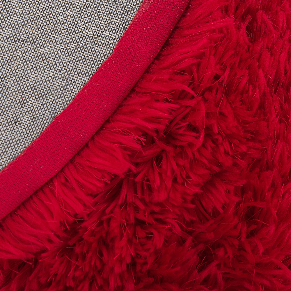 Tappeto Shaggy Tappeto a pelo lungo Solido Poliestere Rosso Rotondo 140 cm