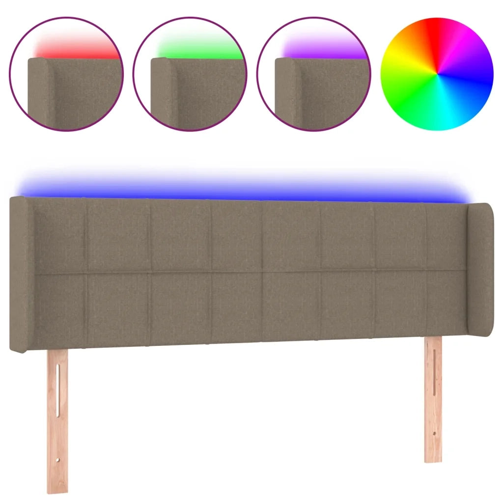 Testiera | Testata a LED Tortora 147x16x78/88 cm in Tessuto