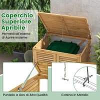 Box Portabidone dei Rifiuti in Legno 120L, Copribidone per Spazzatura con Coperchio Apribile, Doppia Porta e Serratura, Contenitore per Pattumiera da Giardino, Cortile e Terrazza
