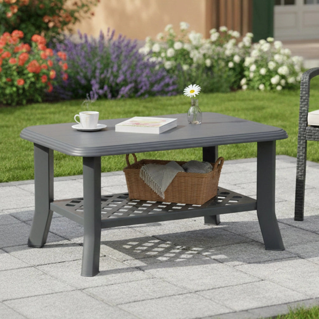 Ucria, Tavolino da Esterno 2 Posti Made in Italy, 90x60x46h cm Nero Antracite