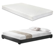 Corium Struttura Letto Imbottito con Materasso a Schiuma Fredda 140 x 200 cm Letto 1 piazza e mezza con Rivestimento in Similpelle con Materasso Anallergico - Nero