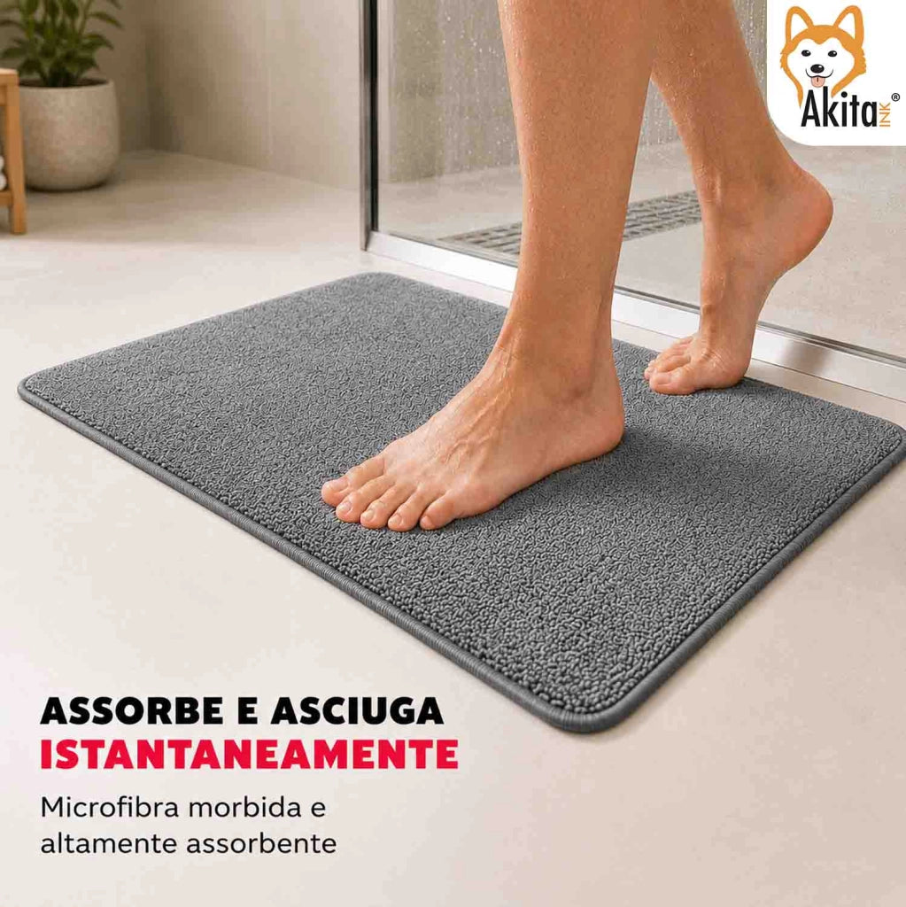 Akitaink Tappeto Multiuso in Microfibra 40x60 cm Grigio