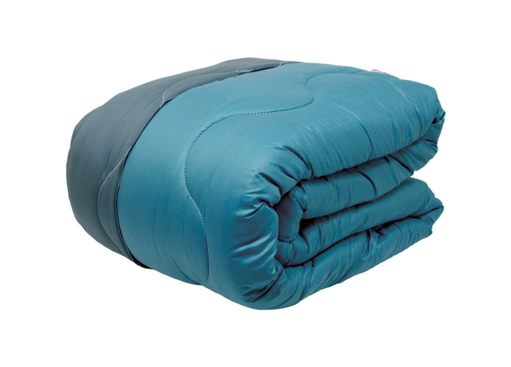 Trapunta Piumone Letto Invernale Imbottita 300gr Microfibra Double Face Bicolor - 1 Piazza - Petrolio-Oceano
