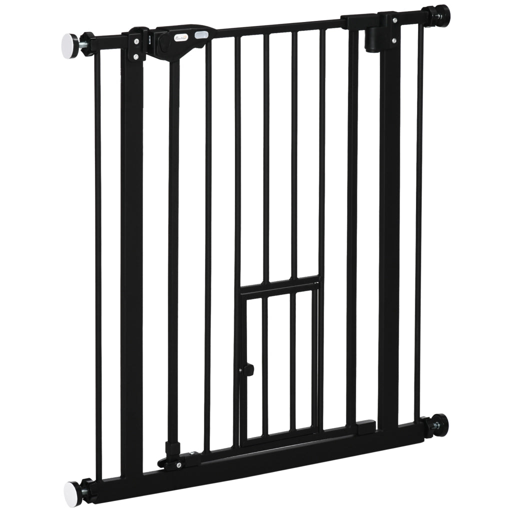 Cancelletto per Cani Estensibile con Fissaggio a Pressione e Chiusura Automatica, 68x76.2 cm, Nero