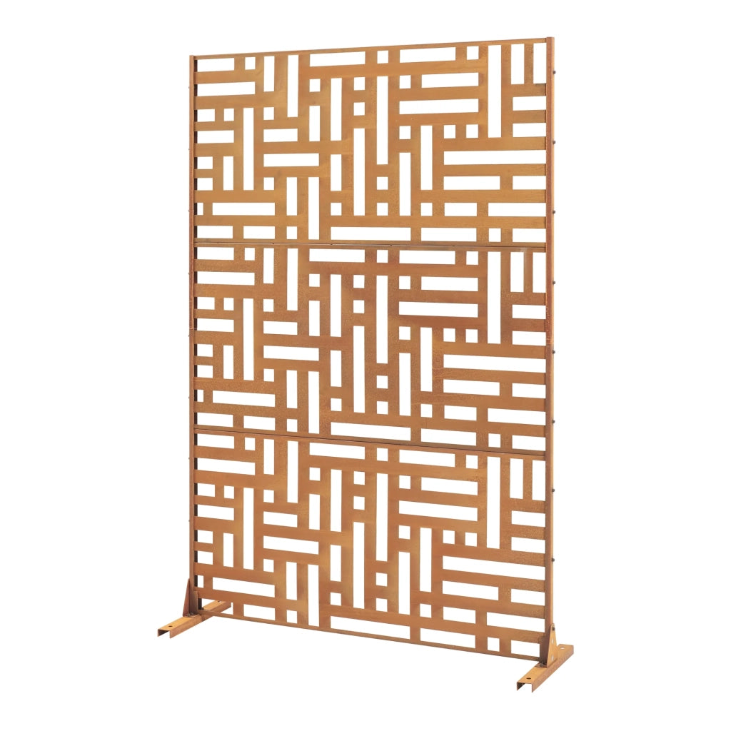 Parete divisoria per uso esterno e interno 180 x 120 x 40 cm acciaio zincato finitura ruggine 03_0009273