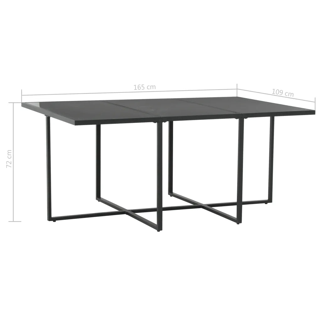 Set da Pranzo da Giardino 7 pz con Cuscini in Polyrattan Nero 44444