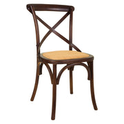 Sedia in legno e seduta in rattan marrone 44x42x46/88h