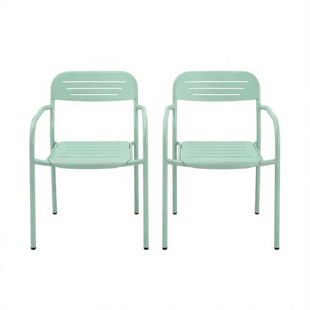 SEDIE DA GIARDINO Set 2 pezzi 56x58x78 cm Metallo Verde impilabili