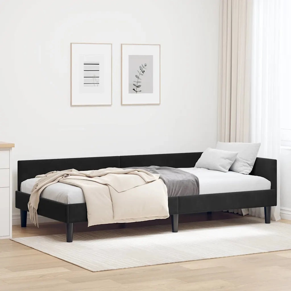 Cornice del letto ad angolo Nero 100 cm x 200 cm Velluto 42016169