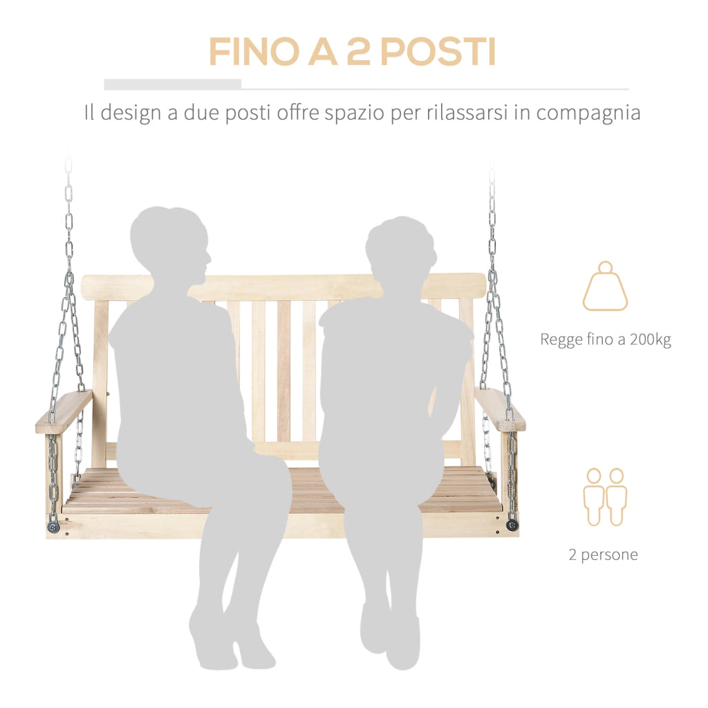 Dondolo Giardino 2 Posti Legno Catene Metallo ¨C zephmum ¨C Marrone