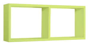 Mensola Rettangolare 2 Scomparti da Parete 70x30x15,5 cm in Fibra di Legno Morgana Verde