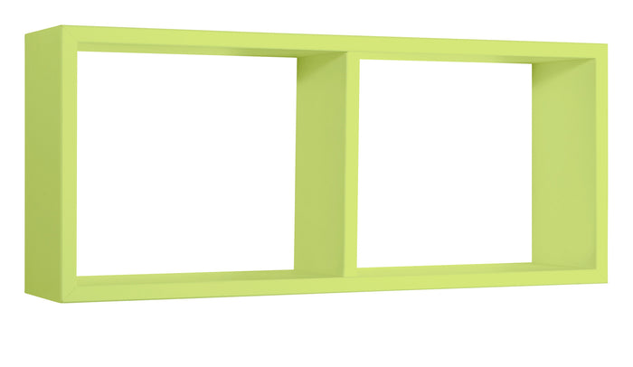 Mensola Rettangolare 2 Scomparti da Parete 70x30x15,5 cm in Fibra di Legno Morgana Verde