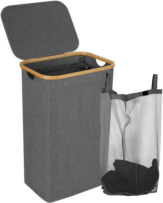 Asciugatrice a Tamburo in Bambù Naturale, 100L, Grigio