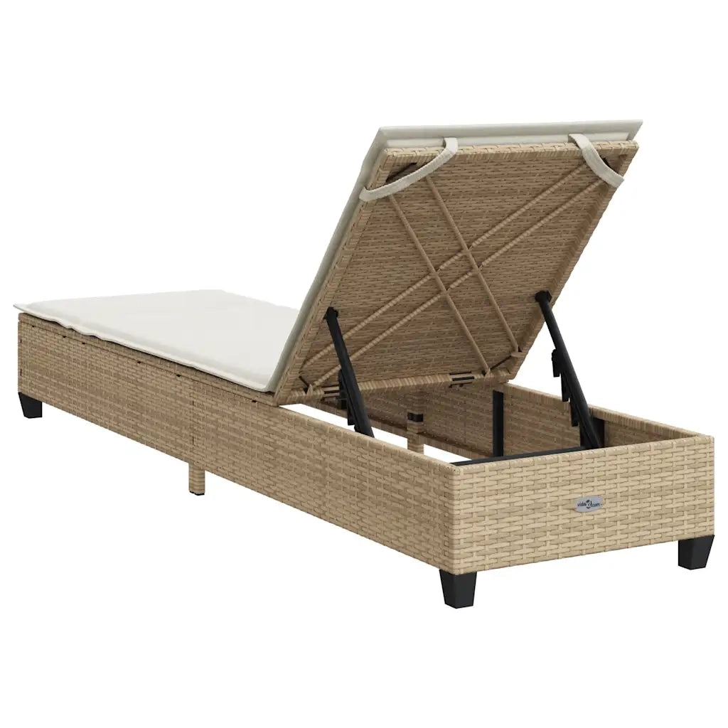 Lettino Prendisole con Cuscini Beige 55x200x25,5cm Polyrattan 4104097