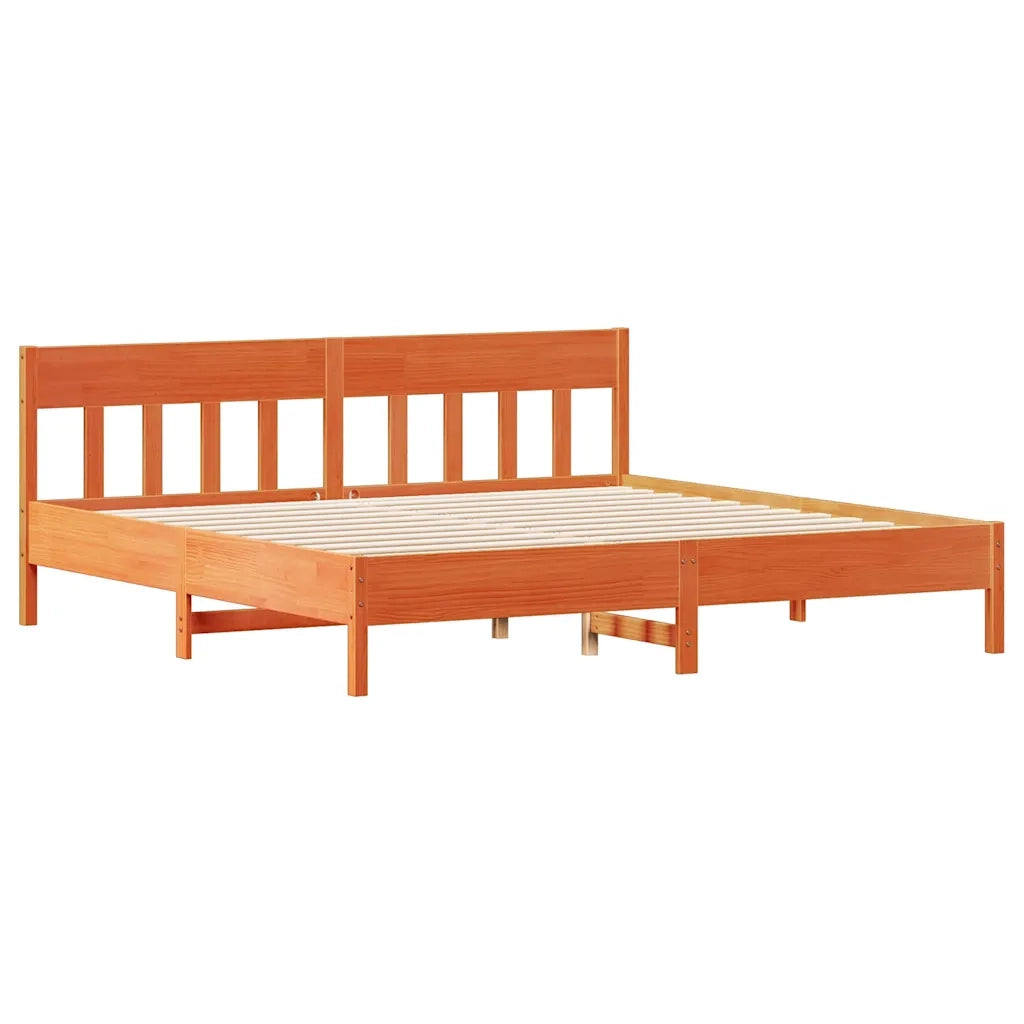 vidaXL Giroletto senza Materasso Marrone Cera 200x200 cm Legno di Pino