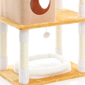 Fudajo Albero tiragraffi per gatti 164cm bianco/marrone con sisal e cuccetta