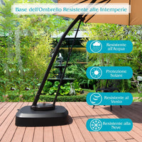 Base con Pedale per Ombrellone con Ruote, Base Riempita ad Acqua/Sabbia per Ombrellone, Supporto per Ombrellone Giardino, con Ripiemento ad Acqua 100 kg, Sabbia Bagnata 150 kg