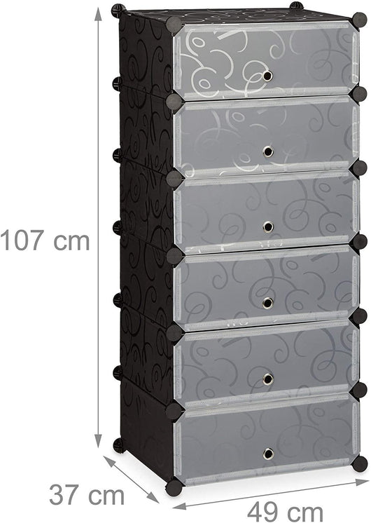 Scaffale per armadio scarpiera portaoggetti in plastica scarpe modulari 12 paia nero 13_0001661_3