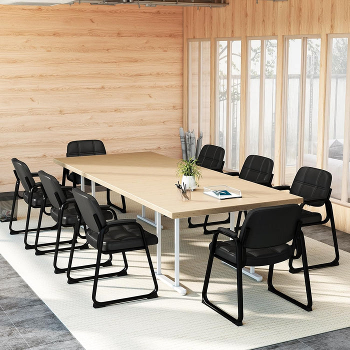 Set di 2 Sedie per Ospiti, Poltrona in Pelle Artificiale con Struttura in Metallo e Braccioli Imbottiti, Sedia da Ufficio Moderna per Sala Conferenze, Portata 120 kg