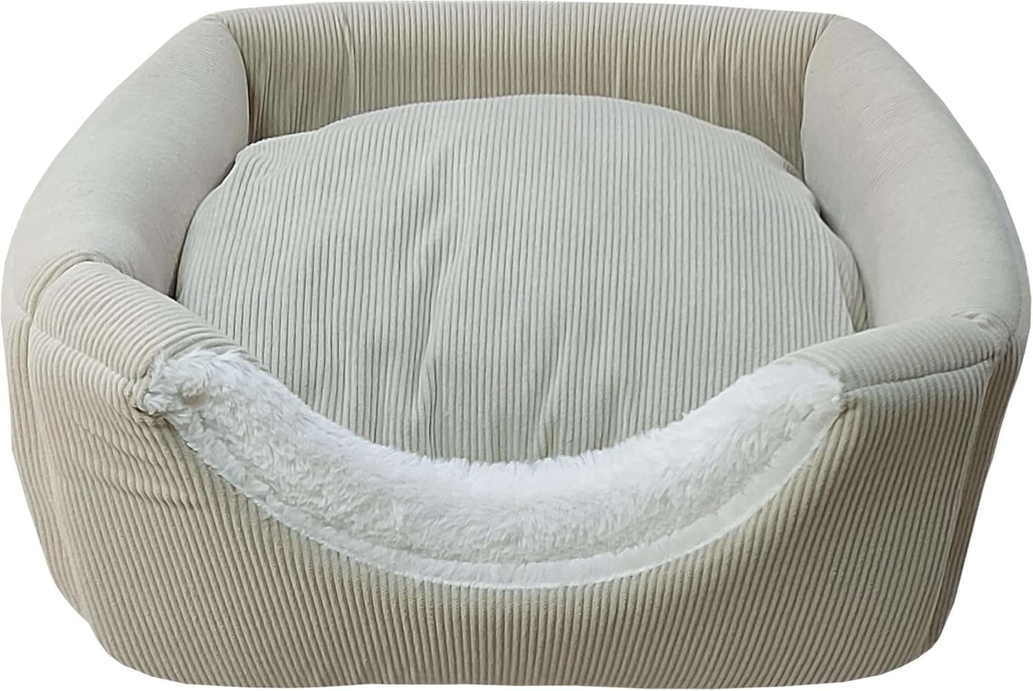 Cuccia Premium per cani e gatti - Letto morbido e confortevole - Base antiscivolo - Resistente e Facile da lavare (3 in 1-Beige)