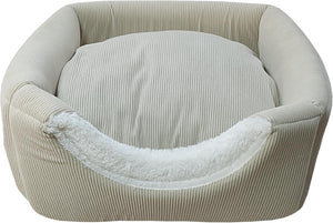Cuccia Premium per cani e gatti - Letto morbido e confortevole - Base antiscivolo - Resistente e Facile da lavare (3 in 1-Beige)