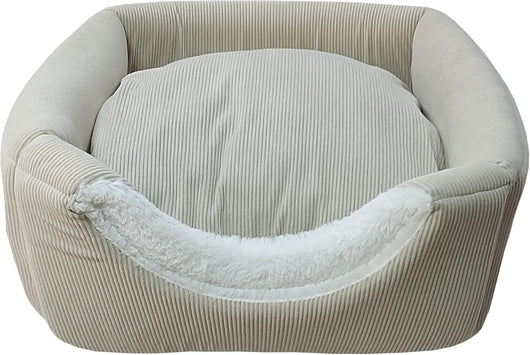 Cuccia Premium per cani e gatti - Letto morbido e confortevole - Base antiscivolo - Resistente e Facile da lavare (3 in 1-Beige)