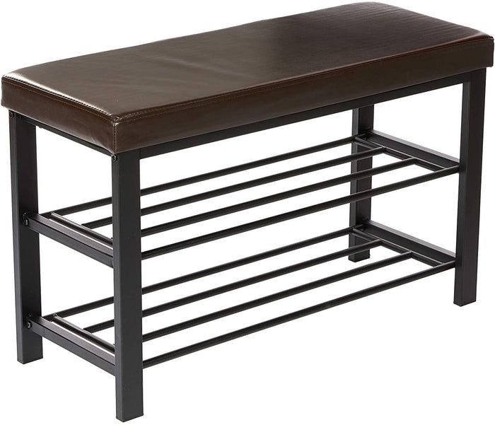 Panca portascarpe panca mobile sgabello sintetico 2 livelli marrone 13_0000360