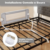 Sponda Letto per Bambini 105/120/150 cm, Barriera di Sicurezza per Neonati, Barriera Letto Pieghevole e Portatile, con Cinghia di Sicurezza (Grigio, 105 x 38 x 43 cm)