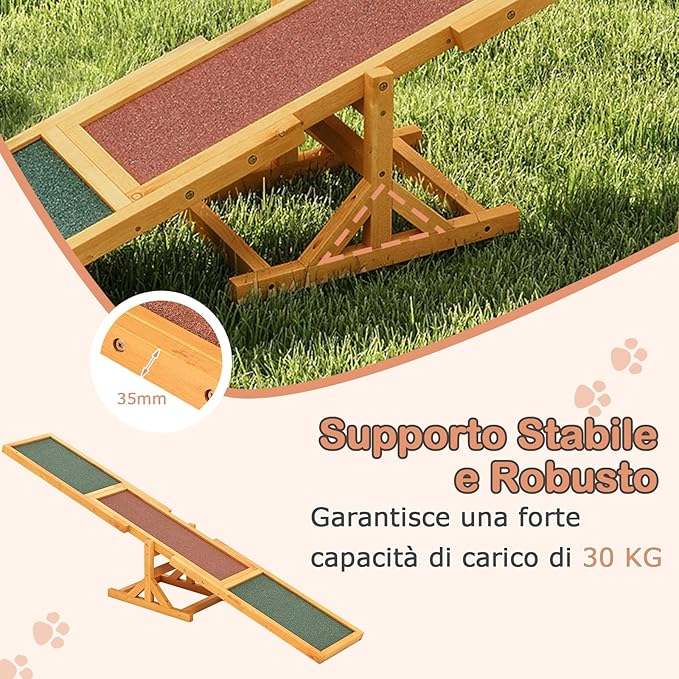 Altalena per Agility Cane, Set di Esercizi e Giochi per Cani, Giocattolo da Esterno, Attrezzatura per Allenamento dell'Equilibrio, Forniture per Animali per Percorsi a Ostacoli (Giallo)