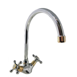 Rubinetto Miscelatore Per Cucina, Maniglie A Stella Cromato Con Canna Ombrello