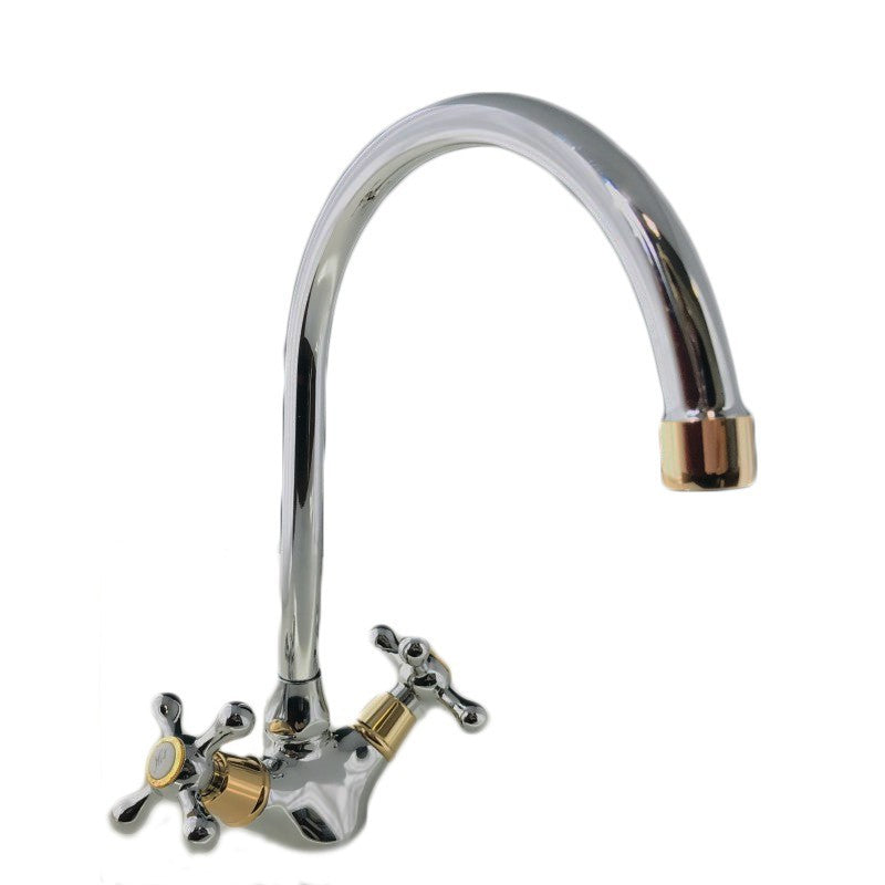 Rubinetto Miscelatore Per Cucina, Maniglie A Stella Cromato Con Canna Ombrello