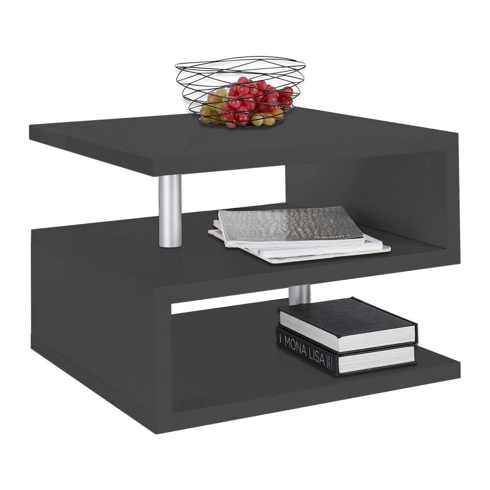 Tavolino da caffè doppio ripiano 55x55x41,5cm - ASTRA