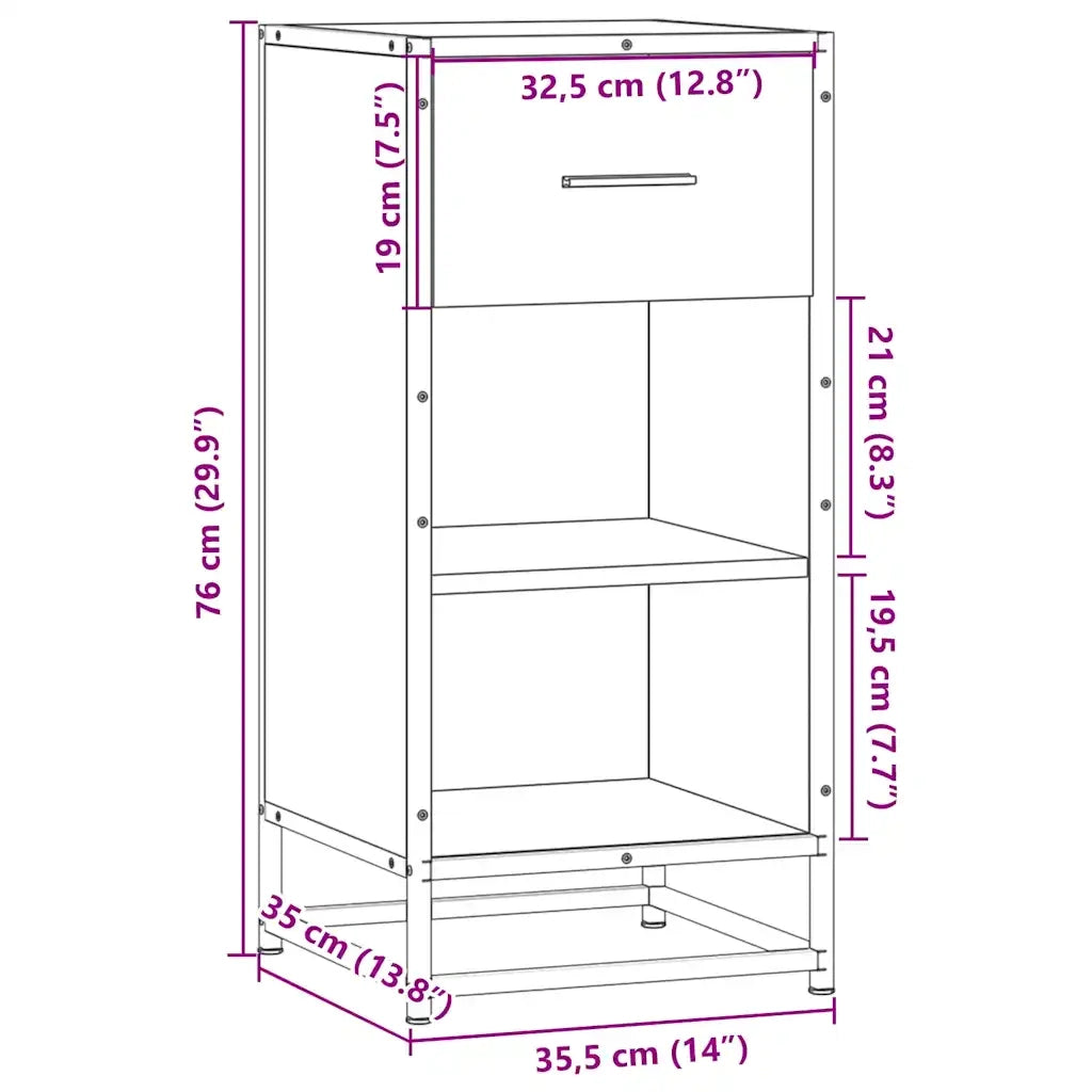 vidaXL Credenza Rovere Sonoma 35,5x35x76 cm in Truciolato