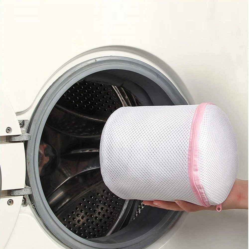Sacca Salvabiancheria per Lavatrice 20x25 cm a Rete con Cerniera Rosa