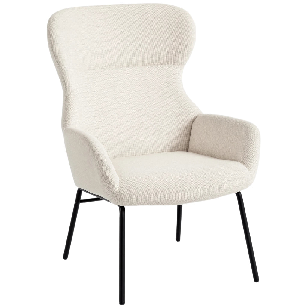 Poltrona imbottita con schienale alto e gambe in metallo ¨C zephmum ¨C crema